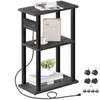 TUTOTAK Small Narrow Side Table with Charging Station, Skinny End