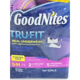 Goodnites TRU-FIT Underwear w/ Nighttime Protection Starter Pack-Girls S/M