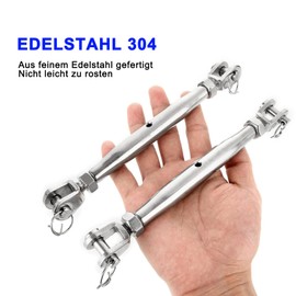 Pack of 2 Stainless Steel Shroud Tensioners, M8 Rustproof Wire Tensioner, 304 Stainless Steel Awning Tensioner, for Sailing Boat, Awnings Canopy