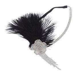 Healvian Flapper Headpiece with Faux Plume Tassel Glamorous Costume Headband for Women for Parties Photography and Themed Events