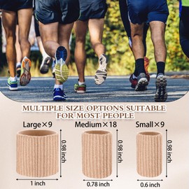 Blulu 36 Pieces Toe Tubes 0.98 Inches Cushion Tube Corn Pads for Toes Sleeves Soft Gel Protectors for Cushions Corns Blisters Calluses 3 Size (Brown)