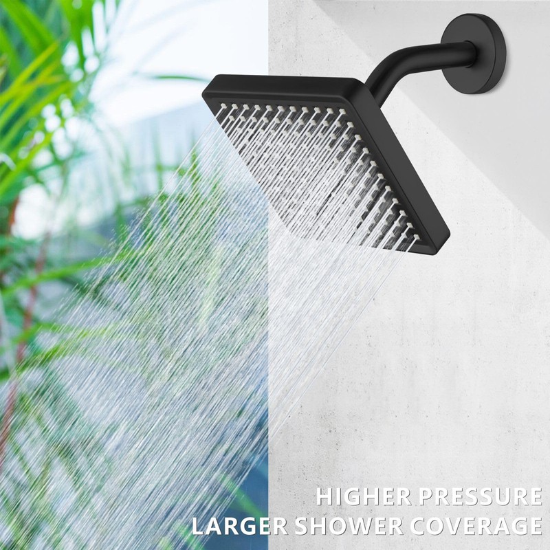 Nuodan High Pressure Rain Shower Head with 6'' Shower Arm