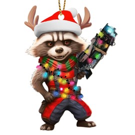 Masked Bandit Ornament - Wooden Xmas Tree Hanging Ornament - Raccoon Christmas Decor - Christmas Ornament Gifts for Raccoon Lovers - 2 Side Printed Ornaments