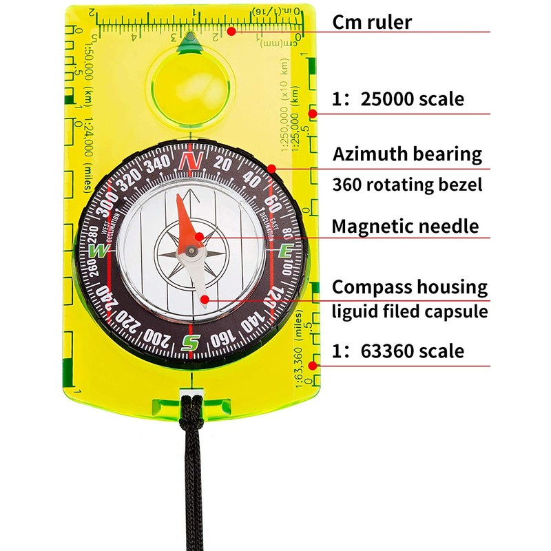 6 Pcs Navigation Backpacking Compass Orienteering Hiking Compass Adjustable Map