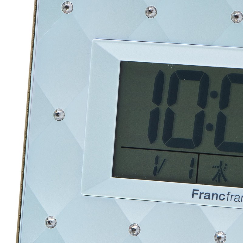 Francfranc Avisco Radio Digital Clock, Blue, Table Clock, Sparkle, Compact,