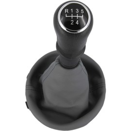 Gear Knob + Gear Stick Boot Set 5 Gears Suitable for VW T5 2003-2015, Plug & Play, Car Gear Lever Shift Gaiter with Frame, Grey