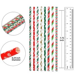 ZZLBZN Christmas Paper Straws, 50 PCS Biodegradable Xmas Party Straws, Christmas Disposable Straws for Christmas Party Tableware Birthday Wedding Baby Shower Party Supplies