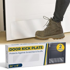 Protecto Door Kick Plate Transparent Self-Adhesive Kickplate for Interior & Exterior Doors Front or Back Door Scratch Protection Plate for Walls and Doors Kick Plate for Bottom of Door (2-Pack 34x8in)