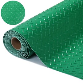 7.5 x 17 FT Garage Floor Mat - 2.4mm Diamond Plate PVC Rubber Garage Flooring Roll for Under Car Parking, RV Trailer Flooring, Perfect for Garage, Shed, and More.Green