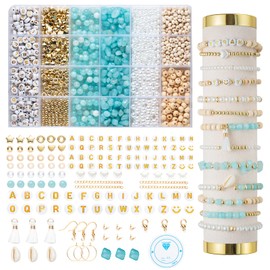 Xylise Jewelry Making Supplies Kit Natural Stone Beads for Irregular Natural Stone with for DIY Craft Bracelet Necklace Earrings for Adults (Blue)