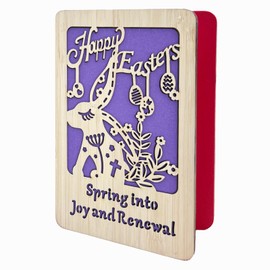 Happy Easter Greeting Card,Handmade Wooden Card,Funny Easter Eggs Card,Unique Keepsake for Kids,Family,Friends