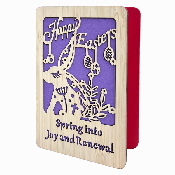 Happy Easter Greeting Card,Handmade Wooden Card,Funny Easter Eggs Card,Unique Keepsake