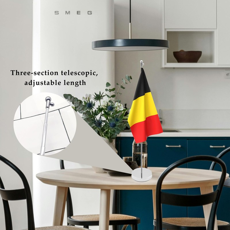 LIANCHEN Table Flag Telescopic Pole with Base, Telescopic Range: 26-65