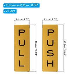 PATIKIL 6x2" Push Pull Door Sign, 2 Pairs Acrylic Self-Adhesive Back Sign Door Sticker Sign for Office Store Business Cafes Shops, Gold Tone/Black