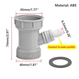 Qrity 1 Pcs Drain Pipe Hose Connector Wye, Kitchen Sink Drain Pipe Adapter with 1/4" Quick Connector, Wastewater Outlet Male Female Thread Fitting