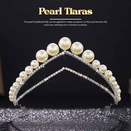 JAKAWIN Pearl Wedding Tiaras and Crowns Rhinestone Bridal Headpiece Prom Princess Costume Tiara for Women