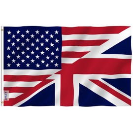 Anley Fly Breeze 3x5 Feet America Britain Friendship Flag - Vivid Color and Fade Proof - Canvas Header and Double Stitched - Friendship Forever US UK Flag with Brass Grommets 3 X 5 Ft