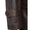 HIGOBO Men's Brown Leather Pea Coat Double Breasted Men Peacoat