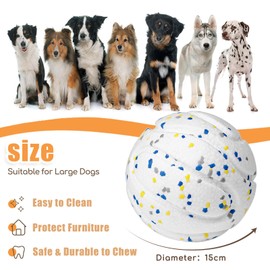 Large Szie Indestructible Dog Vocal Balls,Interactive Pet Chewing Ball for Aggressive Chewers Training Teeth Cleaning ETPU Bite Resistant Dog Chew Ball Toy for Puppy Small Medium Large Dogs (White)