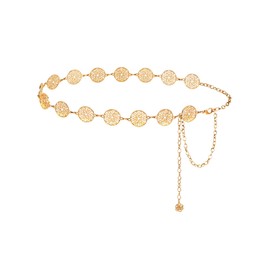 FIORETTO Hollow Metal Chain Belt for Women Fashion Waist Chain Western Belts for Dress Gold Length 45inch