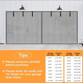Privacy Garage Door Screen Blackout for 1 Car Garage-9x7FT Privacy Silver Grey Heavy Duty Magnetic Garage Screen, Hands Free, Magnetic Privacy Garage Screen Door