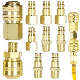 Mikqky Pack of 10 Euro Compressed Air Coupling, 1/4 Inch Air Connection Quick Coupling, Compressed Air Coupling 1/4 Inch Bsp Quick Coupling, Compressed Air Quick Coupling Male Thread, Quick Coupling