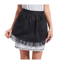 Nanxson Ladies Girls Kitchen Apron Retro Maid Costume Cooking Apron Waist Apron Half Apron with Pocket CFP001, black