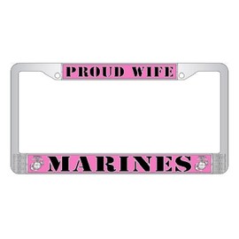 U.S. Marine Corps Proud Wife Chrome License Plate Frame