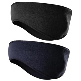 YFFSFDC Ear Warmer, Headband, Set of 2, Earmuffs, Men's, Women's, Elastic, Lightweight, Cold Protection, Windproof, Hair Clip, Bicycle, Running, Equipment, Everyday Goods, black + navy