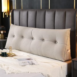 ROISDIYI Wedge Pillow Triangular Dorm Headboard Bed Rest Reading Backrest Back Support Long Bolster Pillow with Removable Cover for Dorm Room Supplies(Gray,Queen (59 x 20 x 8 Inch))