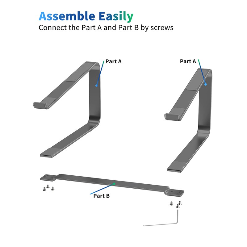SOUNDANCE Laptop Stand for Desk, Metal Computer Riser, Heavy Stable