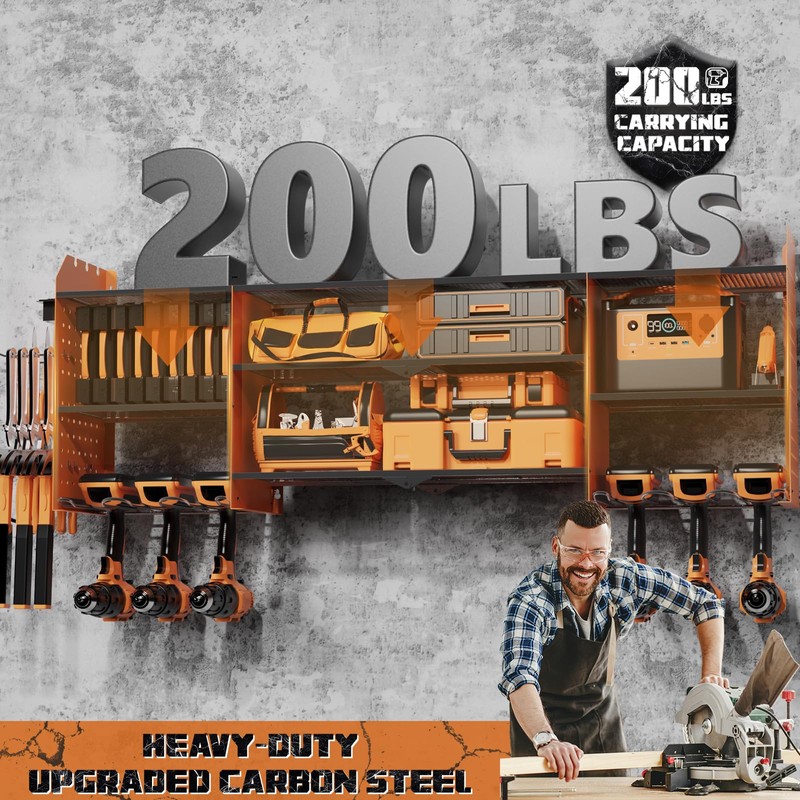 Xankzi Power Tool Organizer Wall Mount, Expanded Width Garage Storage
