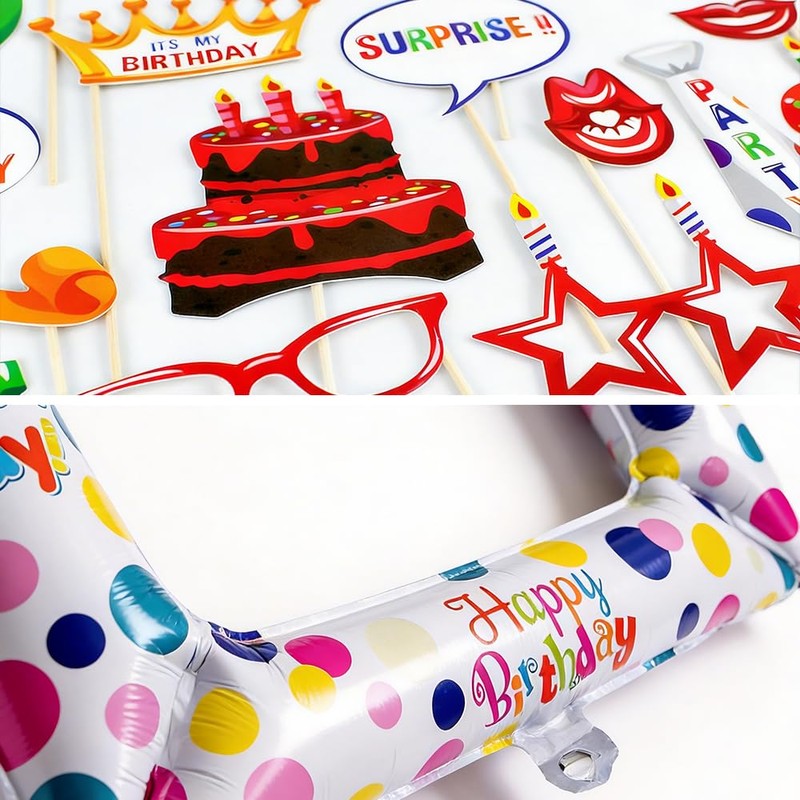 Colourful Photo Booth Props Set for Adult Party (Colourful)