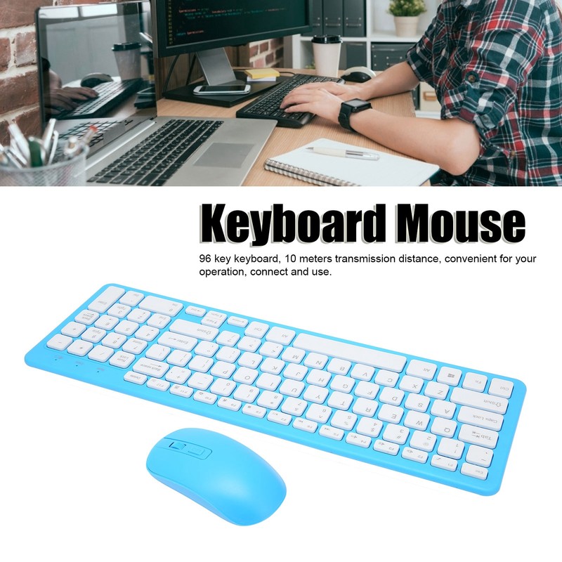 96 Key Wireless Keyboard Mouse Combo 10 Meters Transmission Fade
