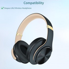 Life 3 Ear Pads, HAIZEEN Ear Pads Compatible with Doqaus Life 3 Wireless Headphones Ear Pads Replacement Cushion (Protein Leather/Memory Foam)