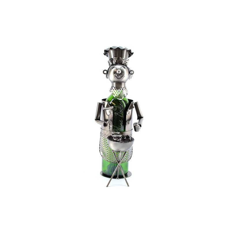 WINE BODIES BBQ Barbecue Chef Metal Wine Bottle Holder Character,