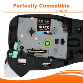 3x Labelwell Compatible Brother TZe-335 Label Tape White on Black 12 mm 0.47 for Brother TZ-335 TZe335 Laminated Tapes for Brother P-touch PT-H100LB GL-H100 PT-D210VP PT-E110 H107B P700 PT-H105