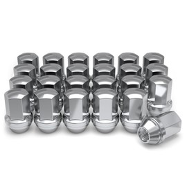 White Knight M14x1.5 Lug Nuts for Select GM and CDJR, Solid Piece Factory Style Chrome Long (1.78") Duplex Bulge Acorn - 1709DL-24AM (24 Pack)