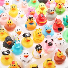 EOGRFW Pack of 25 Rubber Bath Ducks, 5 cm Bath Duck, Colourful Rubber Ducks Swimmer, Cute Rubber Ducks Children, Squeaky Duck Bath Toy for Baby Showers Birthday Party Items Beach and in the Pool