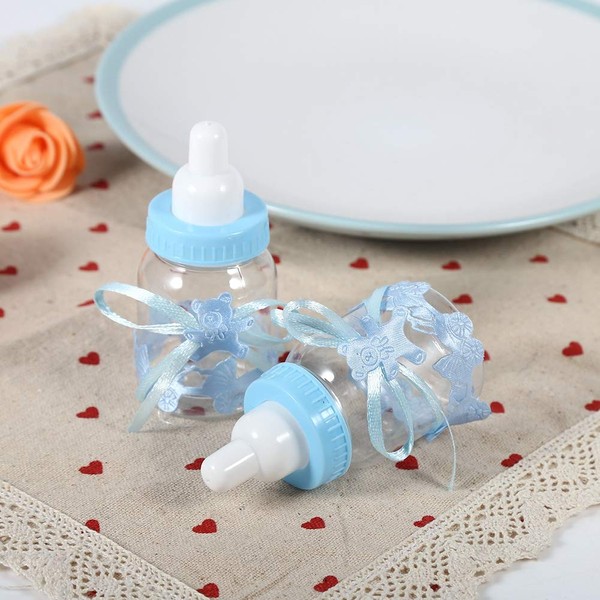 12Pcs Baby Bottle Shower Box Candy Chocolate Bottles Box Gifts Decorations(Blue)