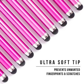 TCD Universal Pack of 10 [HOT Pink] Premium Thick Stylus Pen Pack [Compatible with All Touch Screen Devices]