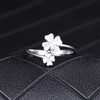 MICGIGI Women's 925 Sterling Silver Open Ring Four Leaf Clover