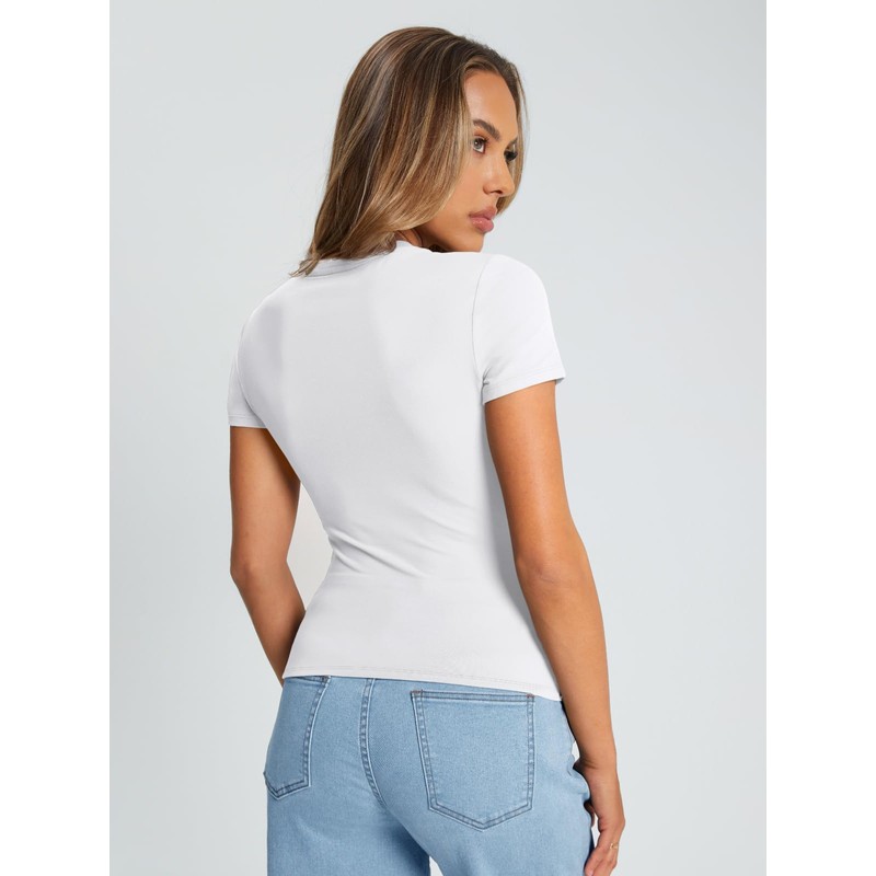 Trendy Queen Womens Basic T Shirts Summer Tops 2025 Crop