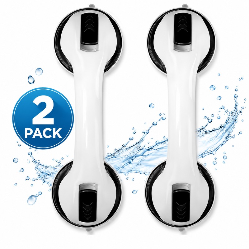 2-Pack Suction Cup Grab Bars for Bathroom & Glass Doors
