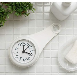 Bathroom Clock Waterproof Clock Wall Clock with Suction Cup Waterproof Silent Bathroom Kitchen Bath Home Use Stylish (White)
