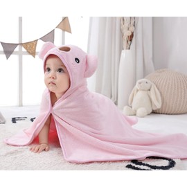 Hilmocho Baby Bath Towel with Hood Newborn Toddler Soft Warm Coral Velvet Swimming Shower Towel Portable Blanket 110 x 68 cm