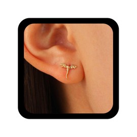 Cybche Gothic Small Dragon Stud Earrings Flying Dragon Earrings Dragon Gold Earring Mini Animal Earring Minimal Jewellery For Women, Zinc, No Gemstone