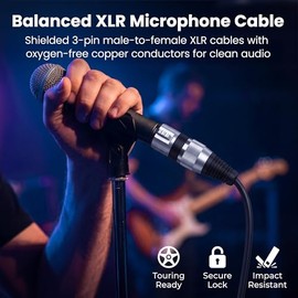 GearIT - Cable de micrófono XLR a XLR (90 cm, 10 unidades) XLR macho a hembra, cable XLR blindado equilibrado de 3 pines para mezclador de micrófono, estudio de grabación, podcast, color negro