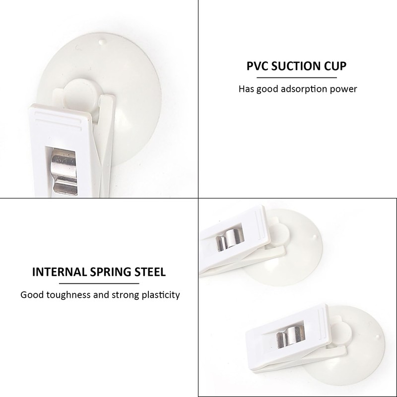 MEMOFYND Pack of 6 White Hooks with Suction Cups, Fixed