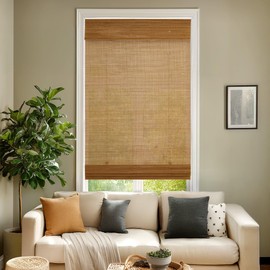 CHICOLOGY Bamboo Shades 36.5" W x 72" H, Mesh Natural – Cordless Bamboo Window Shades, Woven Wood Roman Shade | Easy to Install | Subtle Privacy Fit for Home, Office & Apartments